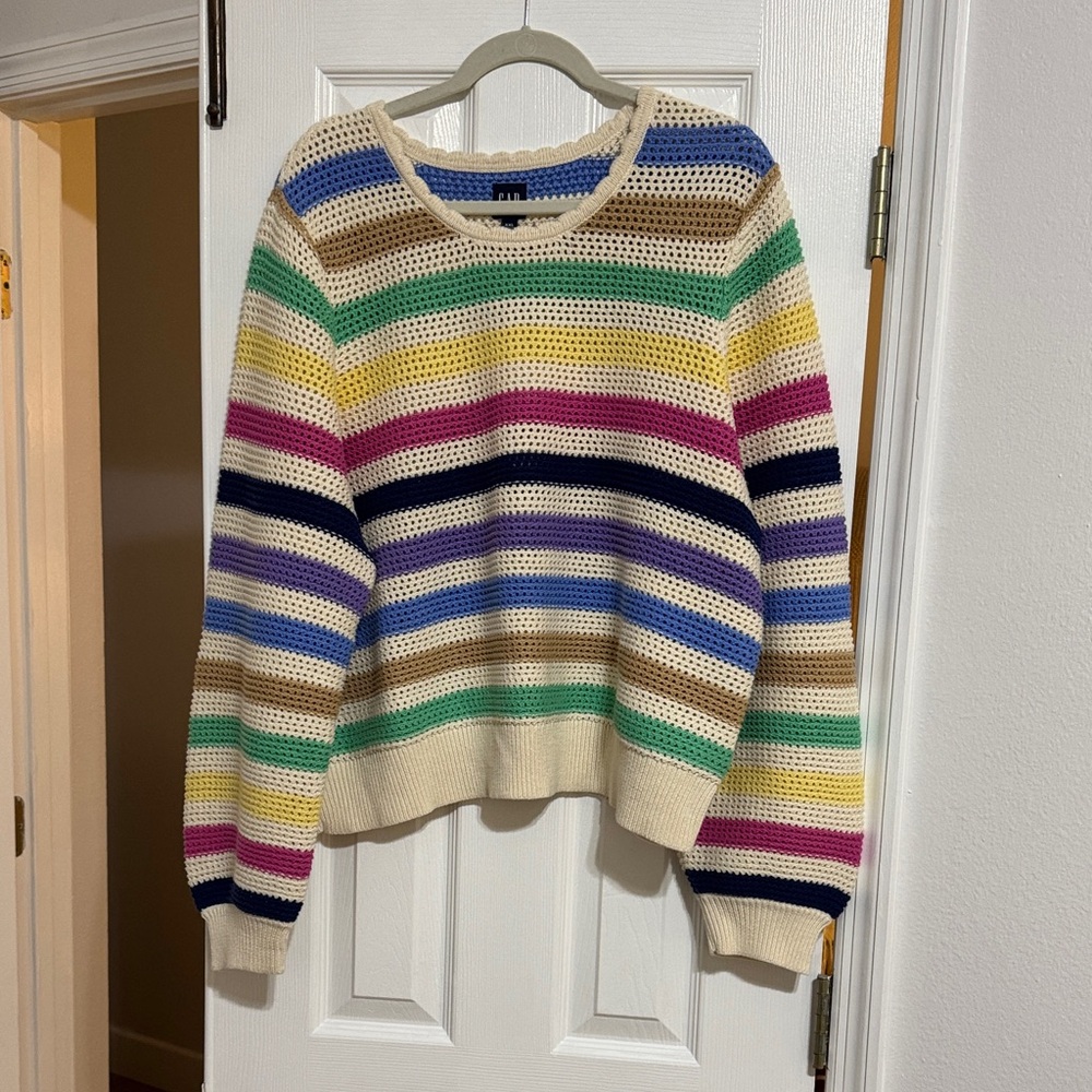 GAP Multicolor Striped Crew Neck Sweater